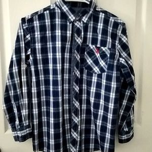 Boys Blue plaid US Polo long sleeved shirt